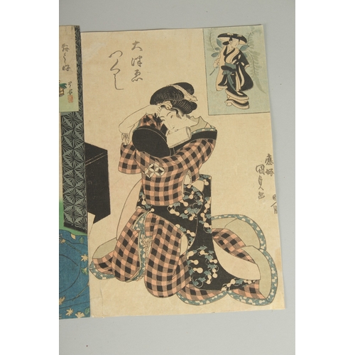 10 - KUNISADA I UTAGAWA (1786-1865): EDO BEAUTIES, four mid-19th century original Japanese woodblock prin... 