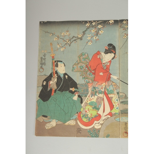 11 - TOYOKUNI III UTAGAWA (1786-1865): PARODY OF TALE OF GENJI, two mid-19th century original Japanese wo... 