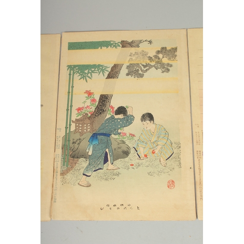 14 - SHUNTEI MIYAGAWA (1873-1914): FROM THE SERIES OF DAILY LIFE OF CHILDREN; 1896, three original Japane... 