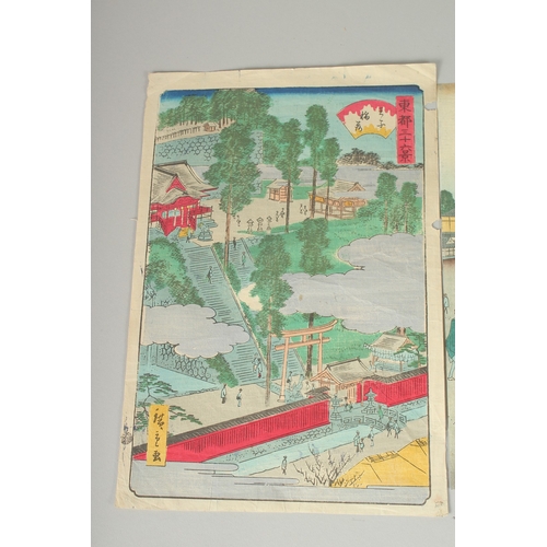 17 - HIROSHIGE II UTAGAWA (1826-1869): FROM THE SERIES OF 36 FAMOUS PLACES OF EDO; 1862, three original J... 