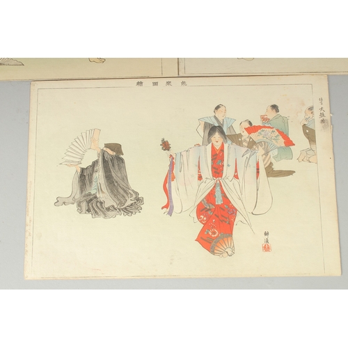 3 - KOGYO TSUKIOKA (1869-1927): NOH THEATRE PLAYS, c.1902, three original Japanese woodblock prints, (3)... 