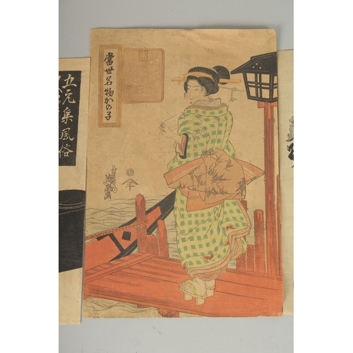 5 - EISEN KEISAI (1790-1848): EDO BEAUTIES, four early 19th century original Japanese woodblock prints, ... 