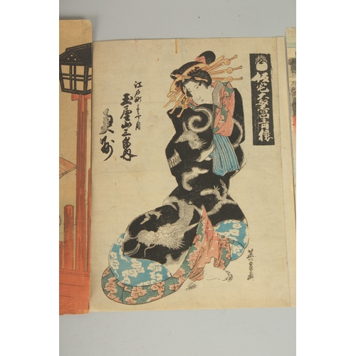 5 - EISEN KEISAI (1790-1848): EDO BEAUTIES, four early 19th century original Japanese woodblock prints, ... 