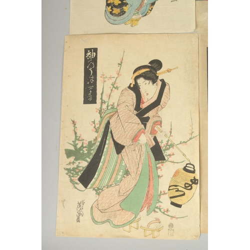 7 - EISEN KEISAI (1790-1848): EDO BEAUTIES, four early 19th century original Japanese woodblock prints, ... 