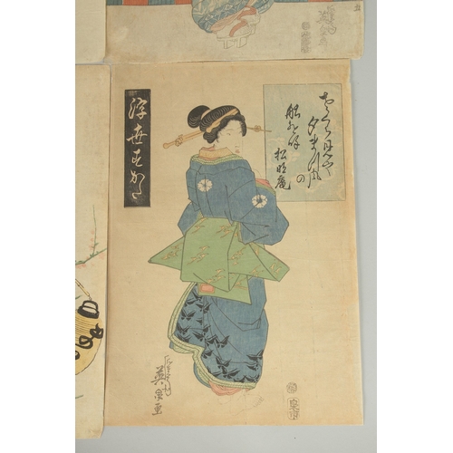 7 - EISEN KEISAI (1790-1848): EDO BEAUTIES, four early 19th century original Japanese woodblock prints, ... 