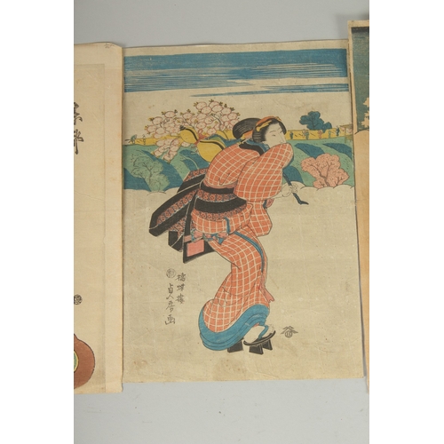 8 - SADAFUSA UTAGAWA (active mid 19th century), & TOMINOBU: EDO BEAUTIES, three mid-19th century origina... 