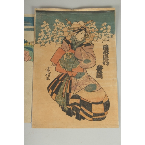 8 - SADAFUSA UTAGAWA (active mid 19th century), & TOMINOBU: EDO BEAUTIES, three mid-19th century origina... 