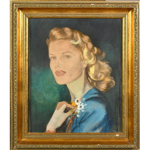 103 - Stanley Davis (20th Century) Possibly New Zealand, a head study of a glamorous woman, watercolour an... 