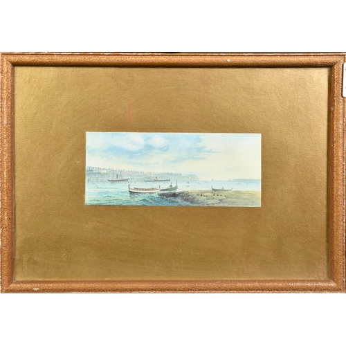 106 - Attributed to d'Esposito, shipping off the harbour in Malta, watercolour, 2.75