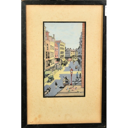 109 - Truda Hope (20th Century), 'Newman Street' gouache, signed and inscribed, 9