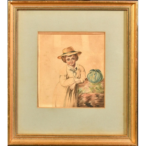 114 - 19th Century Continental School, a couple in traditional costume with their dog, watercolour and dec... 