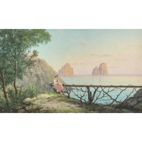 116 - Late 19th Century Italian School, a pair of Gouache coastal scenes, Capri and Sorrento, one indistin... 