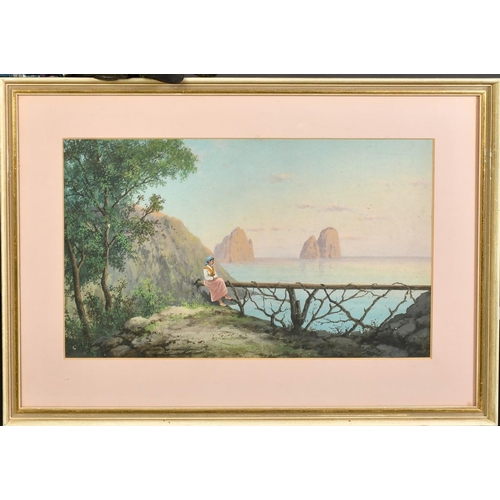 116 - Late 19th Century Italian School, a pair of Gouache coastal scenes, Capri and Sorrento, one indistin... 