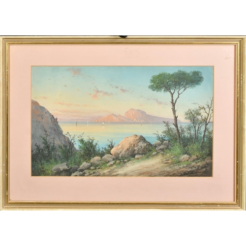 116 - Late 19th Century Italian School, a pair of Gouache coastal scenes, Capri and Sorrento, one indistin... 
