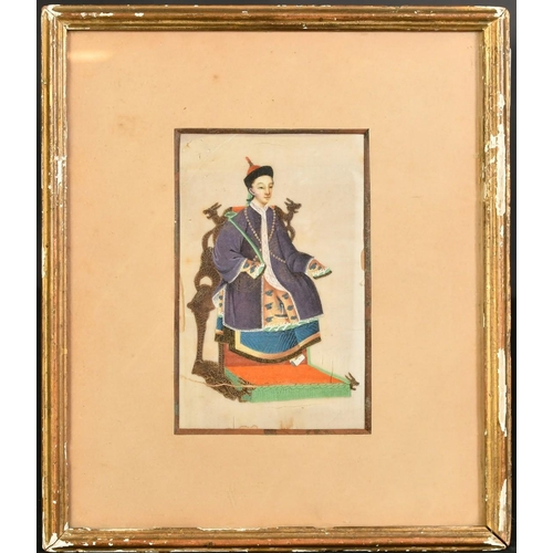 64 - A pair of 19th Century Chinese watercolour on pith paper paintings of courtiers, each 6