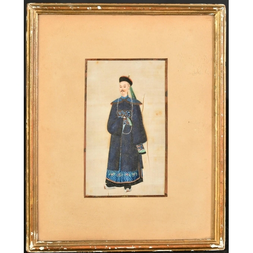 64 - A pair of 19th Century Chinese watercolour on pith paper paintings of courtiers, each 6