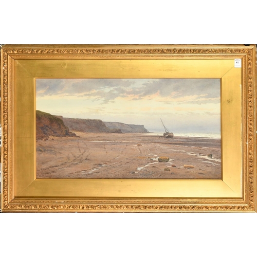 82 - John McDougal (19th/20th Century), figures around a beached boat in a cove, watercolour, signed and ... 