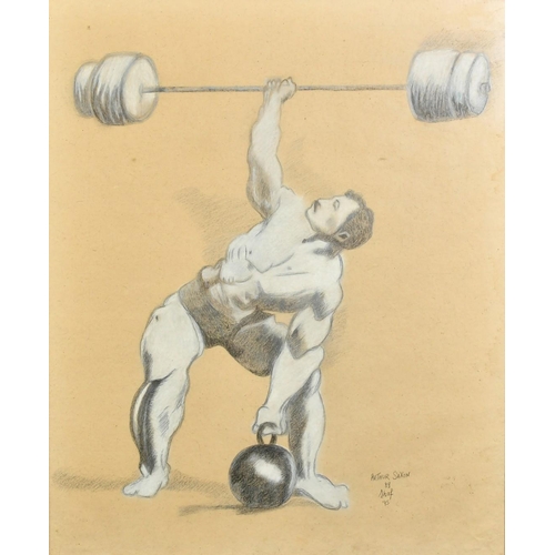 88 - Shaf, Circa 1895, a portrait of Arthur Saxon, The Iron-Master, German strong man and circus performe... 