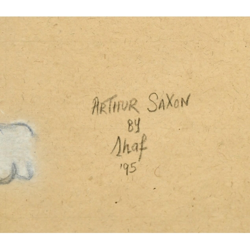 88 - Shaf, Circa 1895, a portrait of Arthur Saxon, The Iron-Master, German strong man and circus performe... 