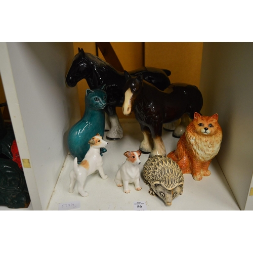 56 - Beswick and other decorative china to include horses etc.