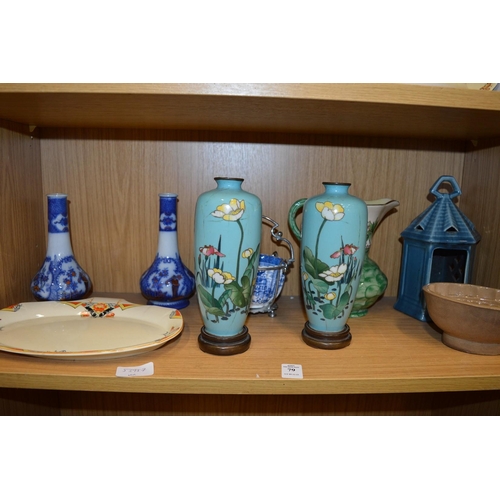 79 - A pair of cloisonne vases and stands (faults) together with other decorative china etc.