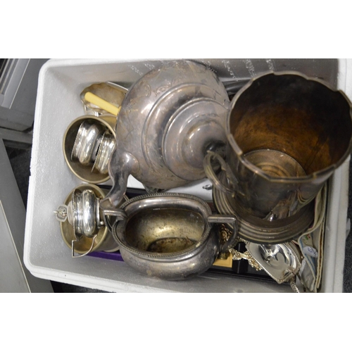 964 - Silver cruets and various plated items.