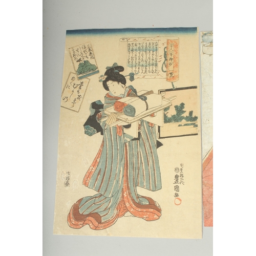 107 - TOYOKUNI III UTAGAWA (1786-1865) & TOYOKUNI II UTAGAWA (1777-1835): EDO BEAUTIES; three mid 19th cen... 