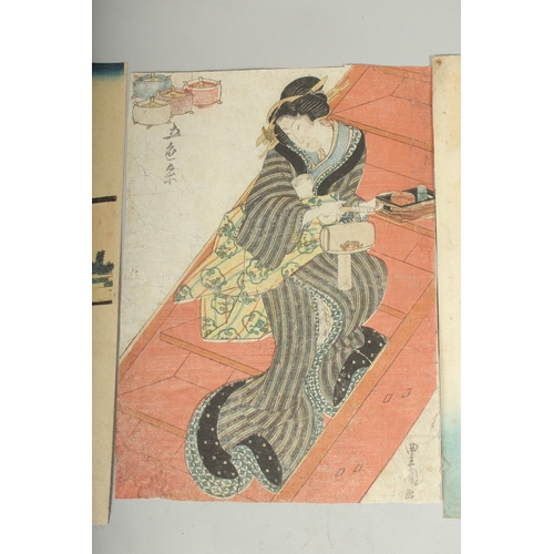 107 - TOYOKUNI III UTAGAWA (1786-1865) & TOYOKUNI II UTAGAWA (1777-1835): EDO BEAUTIES; three mid 19th cen... 