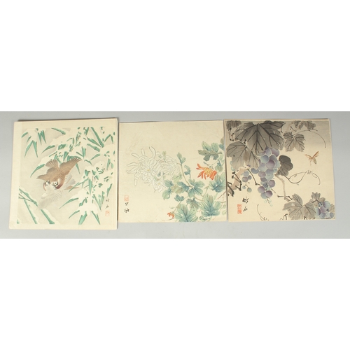 111 - CHIKUSEKI YAMAMOTO (1881- ?): BIRDS AND FLOWERS; three early 20th century original Japanese woodbloc... 