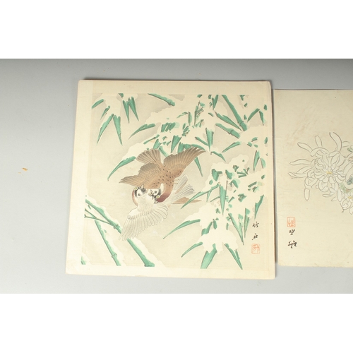 111 - CHIKUSEKI YAMAMOTO (1881- ?): BIRDS AND FLOWERS; three early 20th century original Japanese woodbloc... 