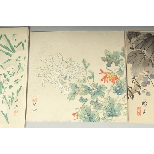 111 - CHIKUSEKI YAMAMOTO (1881- ?): BIRDS AND FLOWERS; three early 20th century original Japanese woodbloc... 