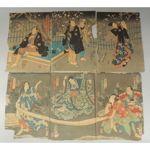 112 - TOYOKUNI III UTAGAWA (1786-1865) & KUNISADA II UTAGAWA (1823-1880): KABUKI ACTORS; two mid 19th cent... 