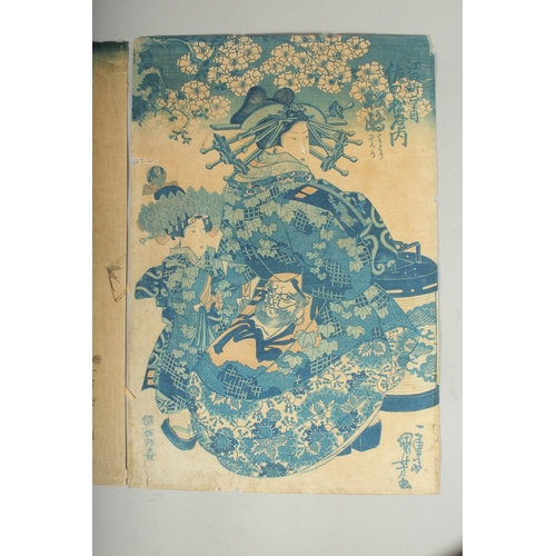 117 - KUNIYOSHI UTAGAWA (1798-1861): EDO BEAUTIES; two mid 19th century original Japanese woodblock prints... 