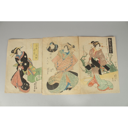 125 - EISEN KEISAI (1790-1848): EDO BEAUTIES, three early 19th century original Japanese woodblock prints,... 