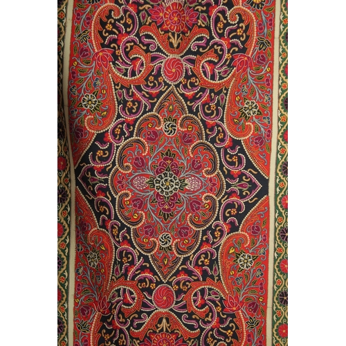 161 - A FINE LARGE LATE 19TH CENTURY PERSIAN RASHT EMBROIDERED TEXTILE PANEL, 212cm x 127cm.