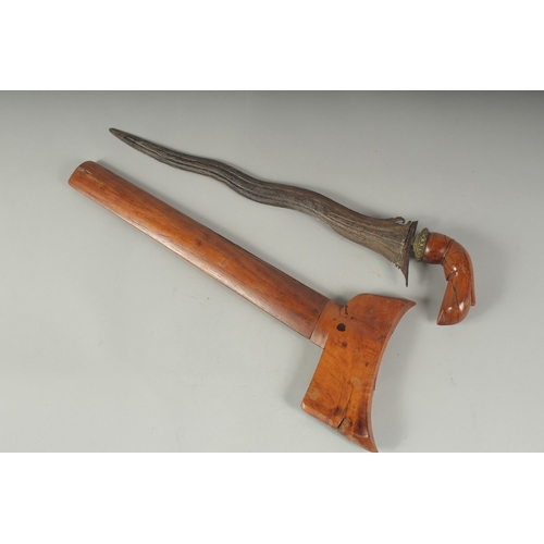 263 - A FINE 19TH CENTURY INDONESIAN KRIS DAGGER, 48cm long overall.