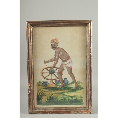 292 - A LARGE EARLY 19TH CENTURY INDIAN WATERCOLOUR PAINTING, framed and glazed, image 38.5cm x 25cm.