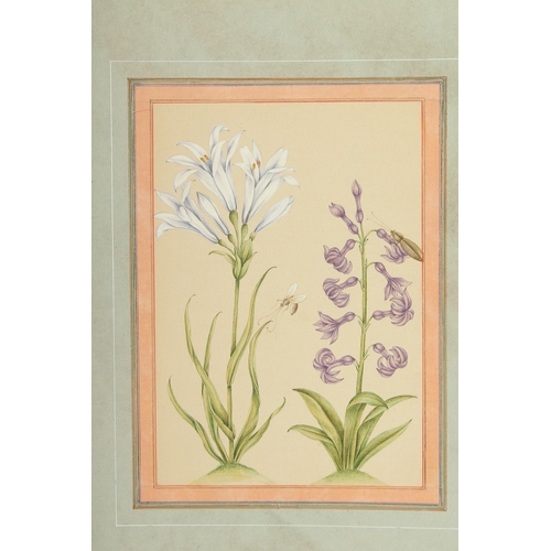 295 - A FINE PERSIAN QAJAR PAINTING OF FLOWERS, image 18cm x 12.5cm.