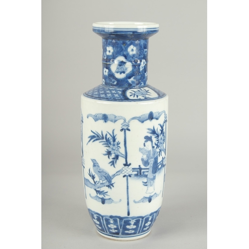 69 - A CHINESE BLUE AND WHITE PORCELAIN VASE, with birds and female figures, 27.5cm high.