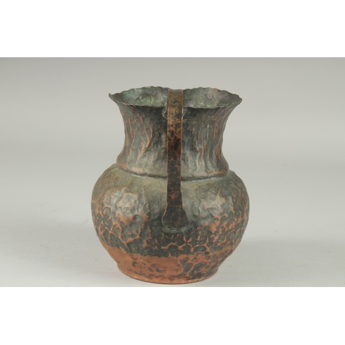 8 - AN UNUSUAL CHINESE COPPER JUG, 18.5cm high.