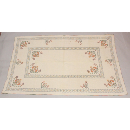 1008 - A NEEDLEWORK DECORATED BEDSPREAD with floral designs. 6ft 3ins x 4ft.