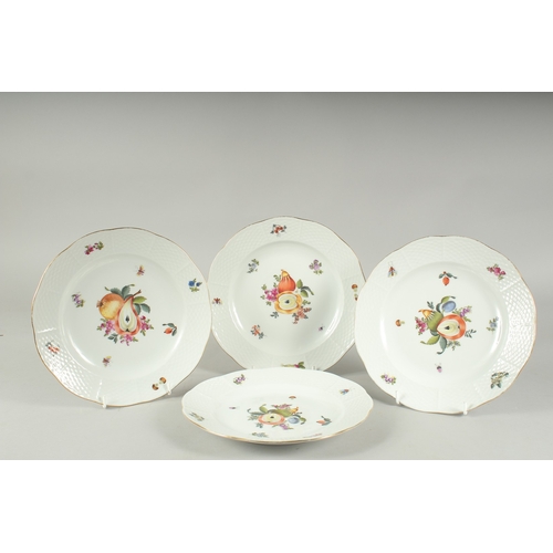 1066 - FOUR HERAND FRUIT PLATES.  8.5ins diameter.