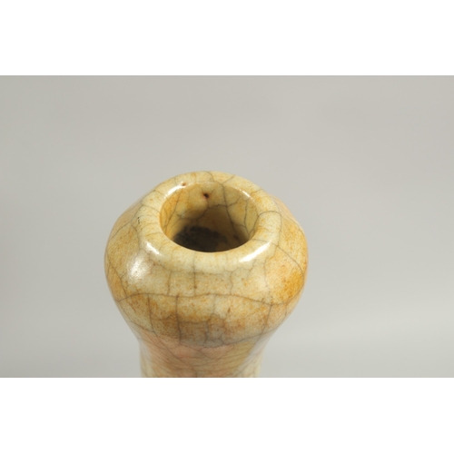 1088 - A CHINESE CRACKLE GLAZED VASE.  16ins high.