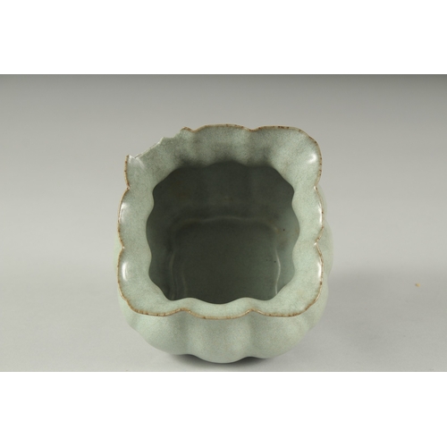 1092 - A CHINESE SQUARE PORCELAIN BOWL.  4.5ins.