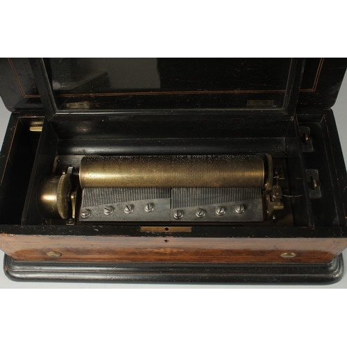 1160 - A GOOD 19TH CENTURY WALNUT CASE MUSICAL BOX 