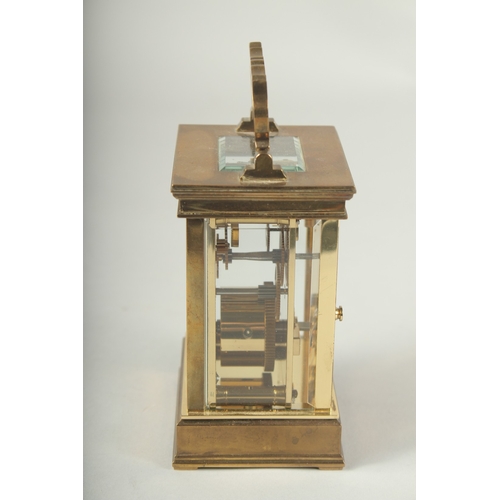 1267 - A GOOD BRASS CARRIAGE CLOCK.