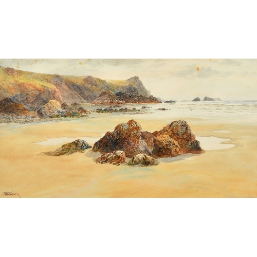 1794 - W. Casley, A rocky coastal scene, watercolour, signed, 9.25