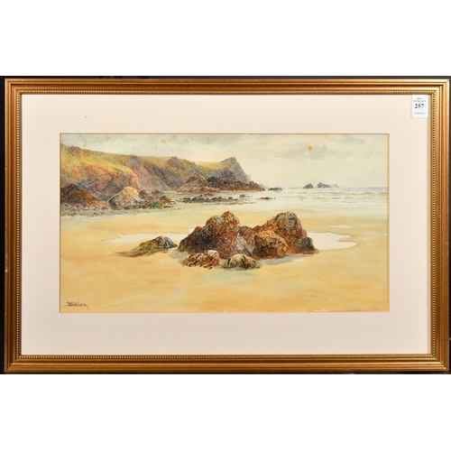 1794 - W. Casley, A rocky coastal scene, watercolour, signed, 9.25