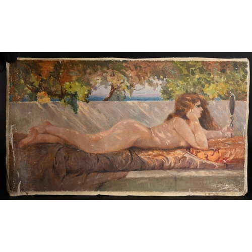 1796 - Late 19th Century, A nude young woman lying on her front holding a looking glass, a Mediterranean Se... 