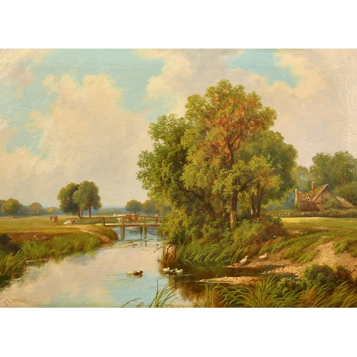 1803 - Robert Fenson, (Henry Maidment) (fl. 1889-1914) British, A river landscape with cattle on a bridge a... 